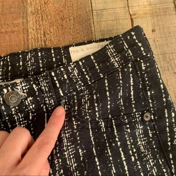 Rag & Bone jean women’s legging black with white abstract stripes 24 - Picture 5 of 16